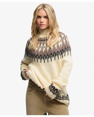 Superdry & Co Fairisle High Neck Jumper - Natural