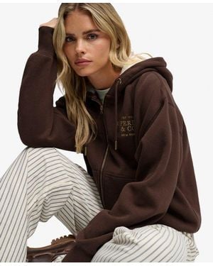 Superdry & Co Luxe Fur Lined Zip Hoodie - Brown