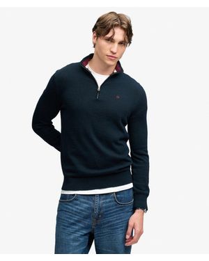 Superdry & Co Preppy Essential Cotton Half Zip Jumper - Blue
