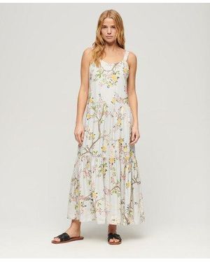 Superdry Geweven Gelaagde Maxi-jurk - Naturel