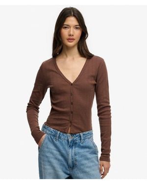 Superdry Athletic Essential Pointelle Cardigan - Blue