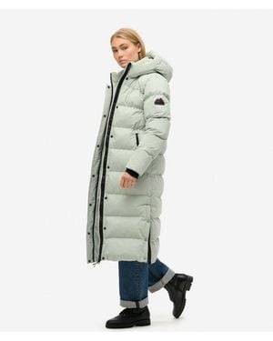 Superdry Classic Microfibre Longline Puffer Coat - Green