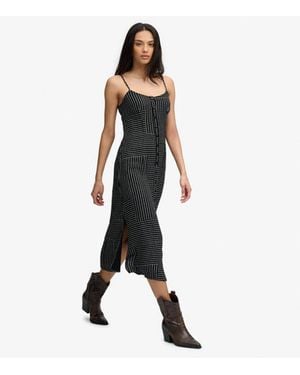 Superdry & Co Print Button Down Cami Midi Dress - Black