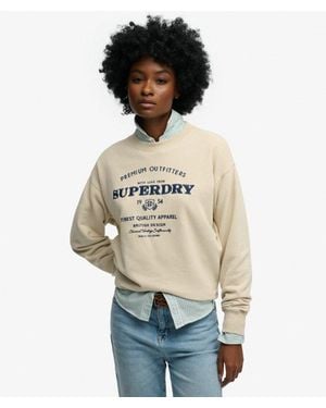 Superdry Femme Sweatshirt Luxe Casual Brodé Coupe Décontractée Taille - Blanc