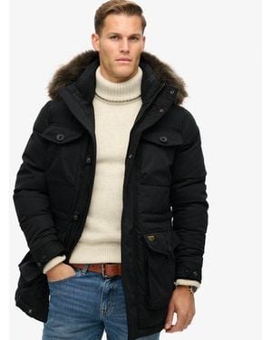 Superdry & Co Chinook Faux Fur Parka Coat - Black