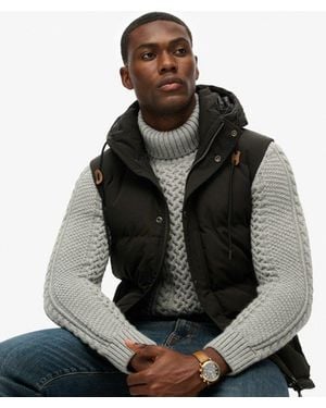 Superdry & Co Everest Fully Lined Logo Embroidered Hooded Puffer Gilet - Black