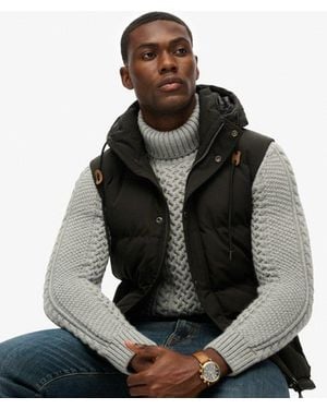 Superdry & Co Everest Fully Lined Logo Embroidered Hooded Puffer Gilet - Black