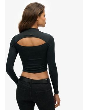 Superdry & Co Long Sleeve Open Back Top - Black
