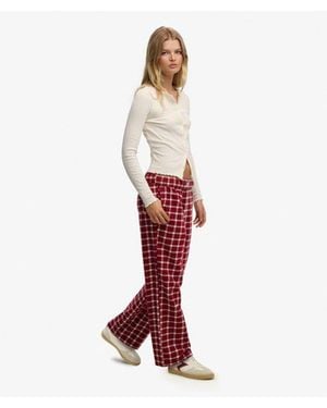 Superdry & Co Cotton Check Elastic Trousers - Red