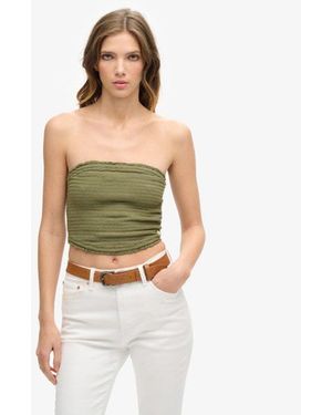 Superdry & Co Smocked Bandeau Top - Green