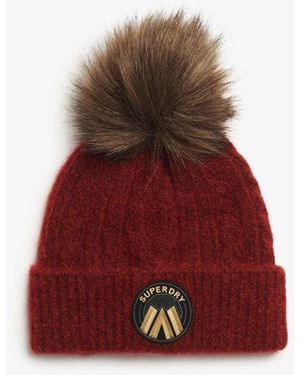 Superdry & Co Cable Luxe Knit Beanie Hat - Red