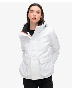 Superdry & Co Loose Fit Logo Embossed Hood Ultimate Windbreaker Jacket - White