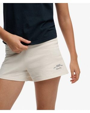 Superdry & Co Athletic Essentials Jersey Script Shorts - White