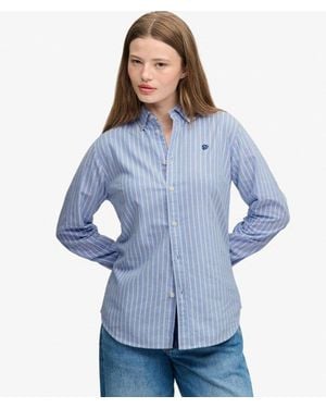 Superdry & Co Slim Oxford Button Down Long Sleeve Shirt - Blue