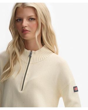 Superdry Slouchy Knitted Half Zip - Natural