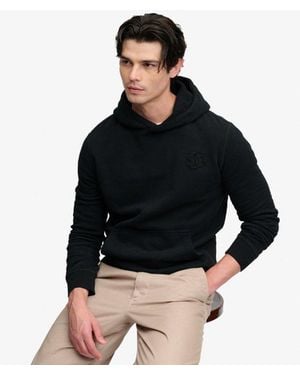 Superdry Company Logo Embossed Hoodie - Black