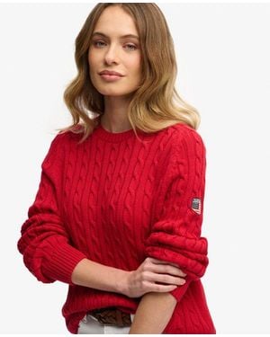 Superdry & Co Slouchy Cable Knit Sweater - Red