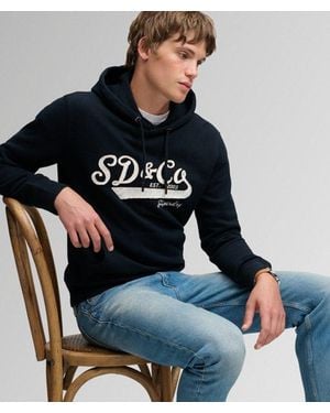 Superdry & Co Washed Embroidered Relaxed Hoodie - Blue