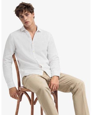 Superdry & Co Riviera Long Sleeve Linen Shirt - White