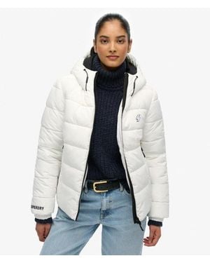 Superdry & Co Hooded Spirit Sports Puffer Jacket - White