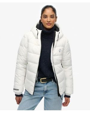 Superdry Hooded Spirit Sports Puffer Jacket - White