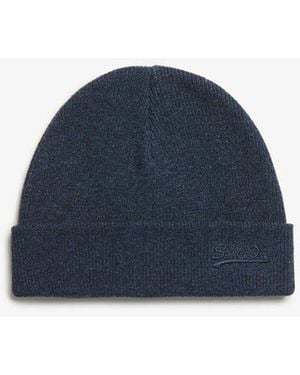 Superdry Essential Logo Knitted Beanie Hat - Blue