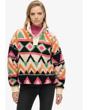 Superdry & Co Classic Colourblock Super Soft Printed Henley Jumper - Red