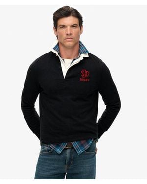 Superdry Vintage Athletic Jersey Rugby Top - Black