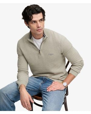 Superdry & Co Honeycomb Texture Half Zip Sweater - Gray
