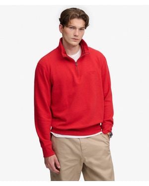 Superdry & Co Essential Serif Logo Half Zip Sweatshirt - Red