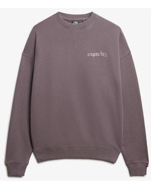 Superdry & Co Old School Tattoo Oversized Crew Sweatshirt - Purple