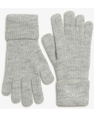 Superdry & Co Ribbed Soft Rib Knit Gloves - Grey