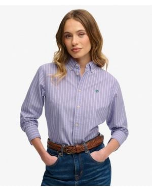 Superdry & Co Slim Oxford Button Down Long Sleeve Shirt - Purple