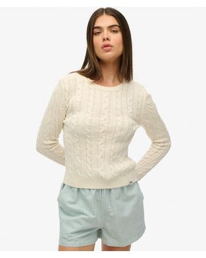 Superdry Essentials Slanke Kabeltrui - Wit