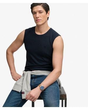 Superdry Classic Cotton Linen Tank Top - Blue