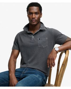 Superdry Classic Cotton Linen Polo Shirt - Black