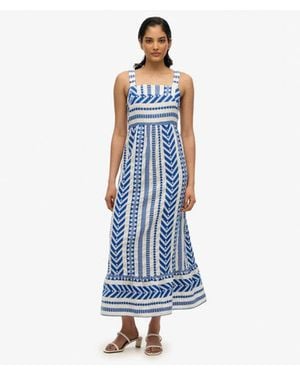 Superdry Statement Tiered Maxi Dress - Blue