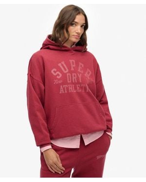 Superdry Athletic Essentials Relaxed Hoodie - Red