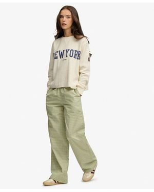 Superdry & Co Mini Check Cotton Trousers - Green