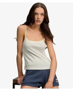 Superdry Femme Débardeur À Dentelle Athletic Essential Taille - Blanc