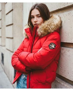 Superdry & Co Everest Hooded Bomber Jacket - Red