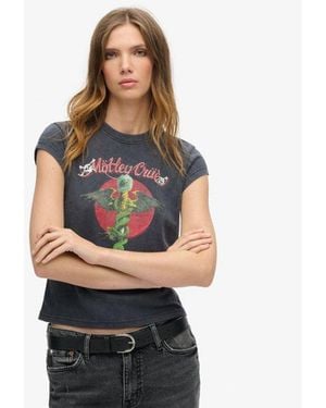 Superdry Motley Crue X Cap Sleeve T-shirt - Grey