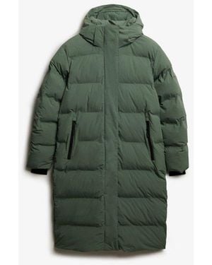 Superdry Hooded Long Puffer Jacket - Green