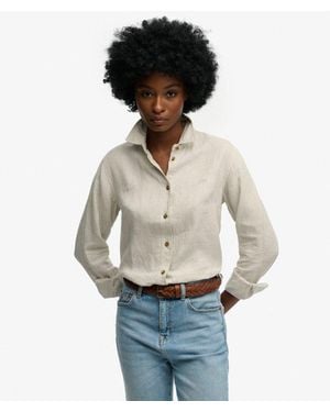 Superdry & Co Premium Linen Boyfriend Shirt - Grey