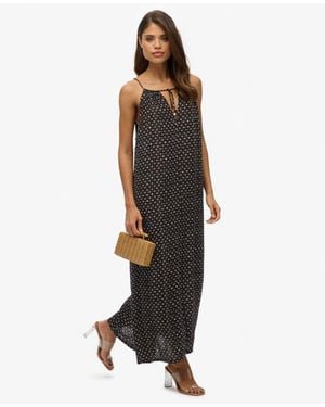 Superdry Floral Print Beach Cami Maxi Dress - Black