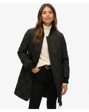 Superdry Longline Quilted Liner Jacket - Black