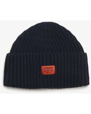 Superdry Workwear Knitted Beanie Hat - Blue