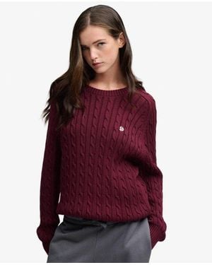 Superdry Slouchy Cable Knit Jumper - Red