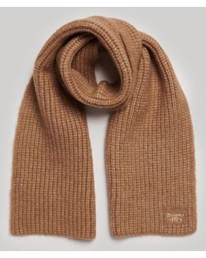 Superdry & Co Ribbed Knit Scarf - Brown