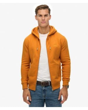 Superdry Vintage Logo Embroidered Zip Hoodie - Orange